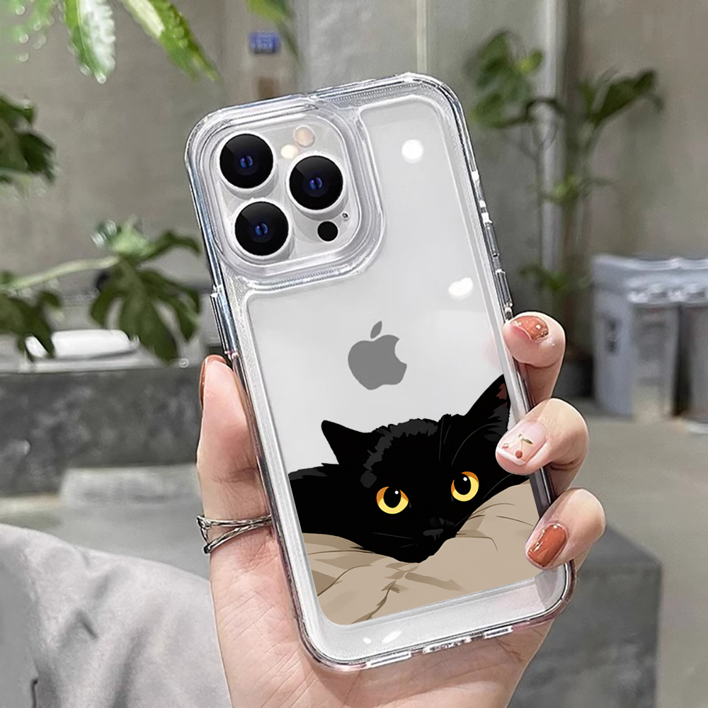 Phone Cases Trendy - เคสโทรศัพท์ลายแมวดำตลกๆ สำหรับ Redmi 12 13C 14C