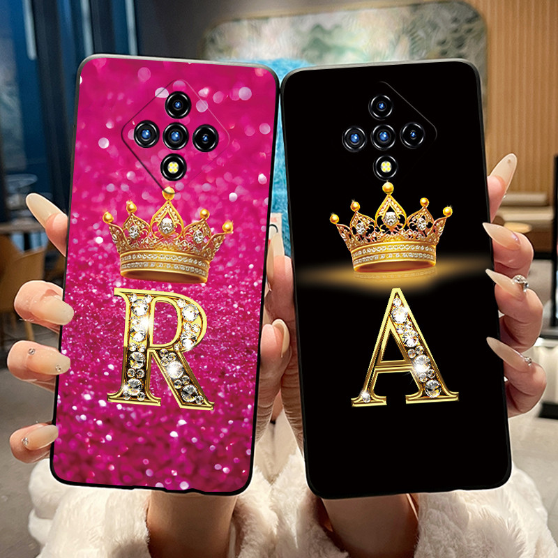 Monogram Custom Case - เคสโทรศัพท์กันกระแทกสำหรับอินฟินิกซ์ ซีโร่ 8 8i มงกุฎกลิตเตอร์สวยงาม ชื่อที่กำหนดเอง