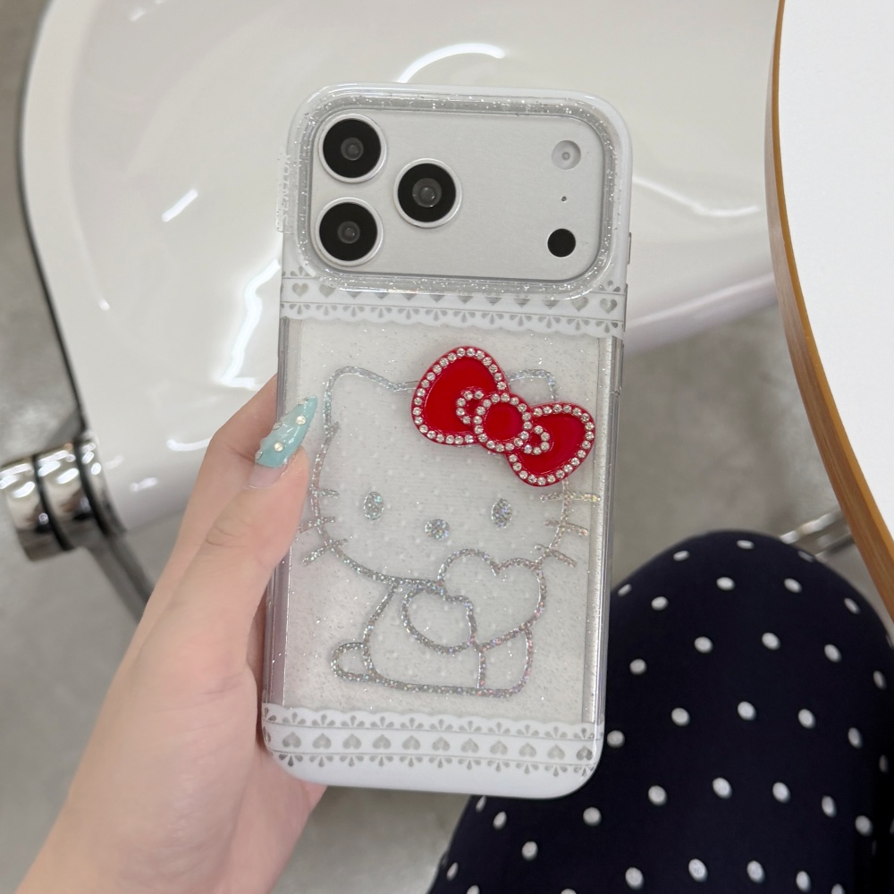 Phone Cases Hello Kitty - เคสโทรศัพท์ลายเฮลโลคิตตี้น่ารัก ประดับลูกไม้ กลิตเตอร์ เลเซอร์ โบว์เพชร นุ่ม