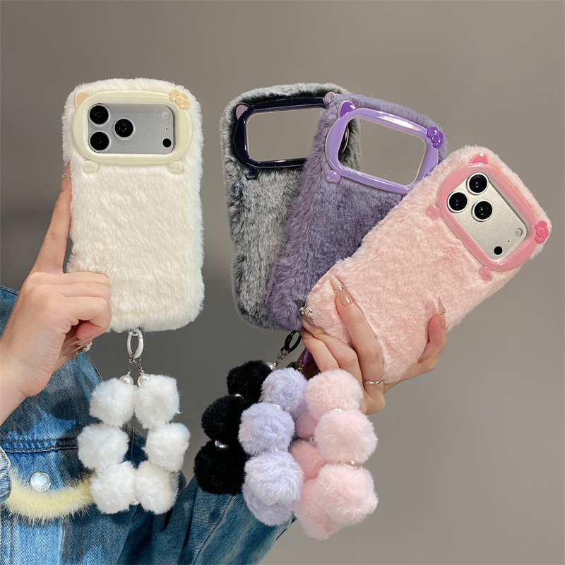 Phone Cases Iphone 16 Pro - เคสโทรศัพท์ขนเฟอร์สีพื้นสุดหรู สำหรับ iPhone 17 Air 16