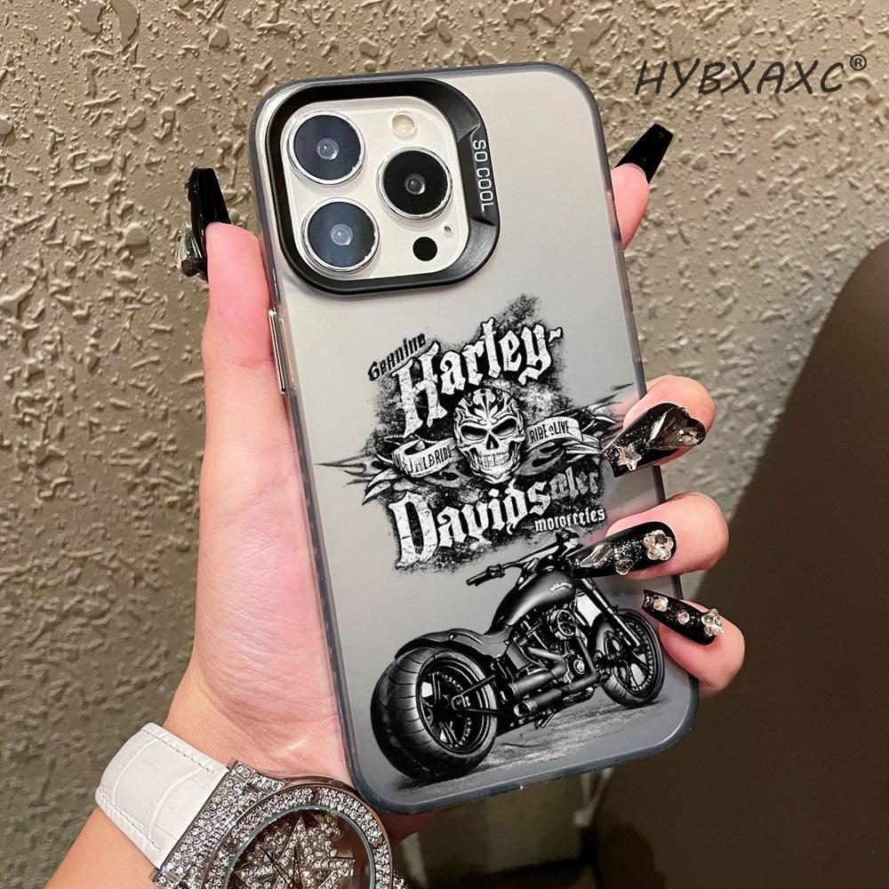 Phone Cases Trendy - HYBXAXC เคสโทรศัพท์ดีไซน์โกธิค H-harley Skull ลายมอเตอร์ไซค์ แฟชั่นสีเงิน