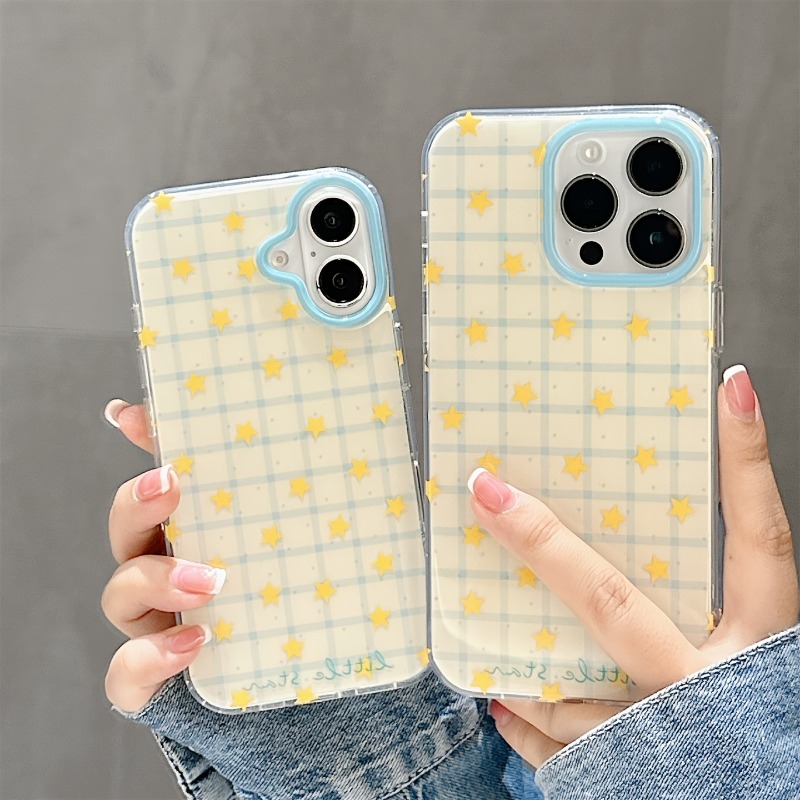 Phone Cases Yellow - เคสโทรศัพท์ลายตารางดาวสีเหลือง สำหรับ iPhone 17 Pro 16