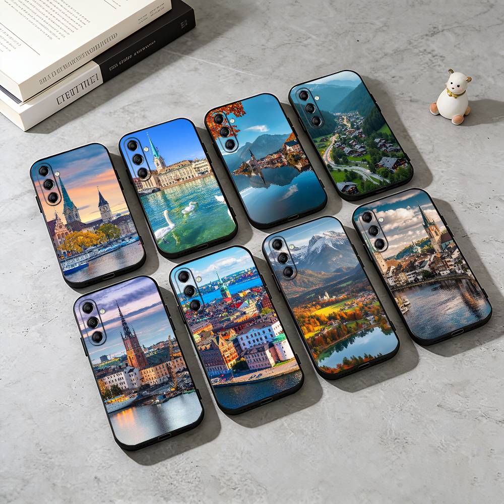Zurich Phone Cases - เคสโทรศัพท์ซิลิโคนสีดำนุ่มแรงบันดาลใจจากซูริกสำหรับซัมซุงกาแล็กซี่ A73,A72,A71,A70,A53,A52,A51