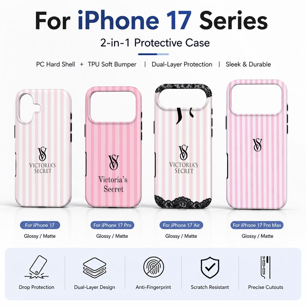 Phone Cases Iphone 16 Pro - เคสโทรศัพท์ Cool V-Victoria's Secret วัสดุฟิล์ม 2-in-1