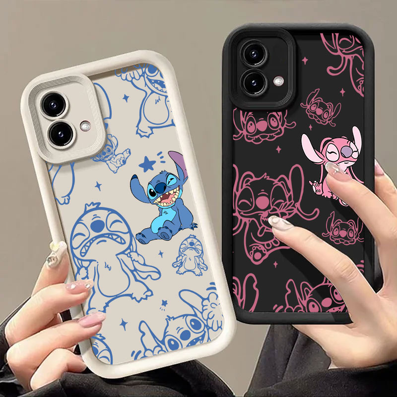 Phone Cases Disney - เคสโทรศัพท์ลายการ์ตูนสติทช์และแองเจิลสำหรับ Motorola Moto G06 G56 G86