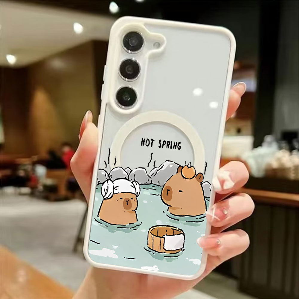 Phone Cases Magnetic - เคสโทรศัพท์แม่เหล็กใสลายคาปิบารา สำหรับ Samsung Galaxy S26 S25