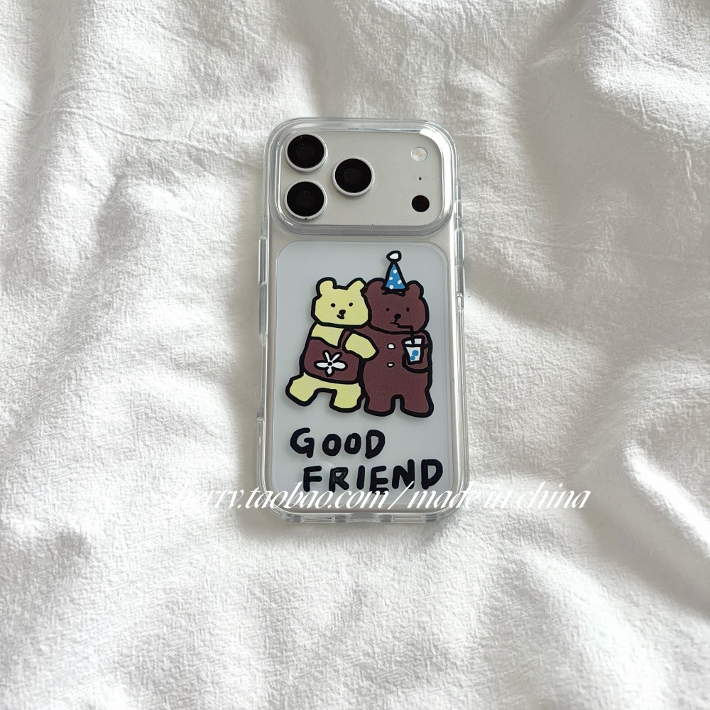 Phone Cases Yellow - เคสโทรศัพท์ลายหมีเกาหลีสีเหลืองและสีน้ำตาลน่ารัก สำหรับ iPhone 17 Air 16