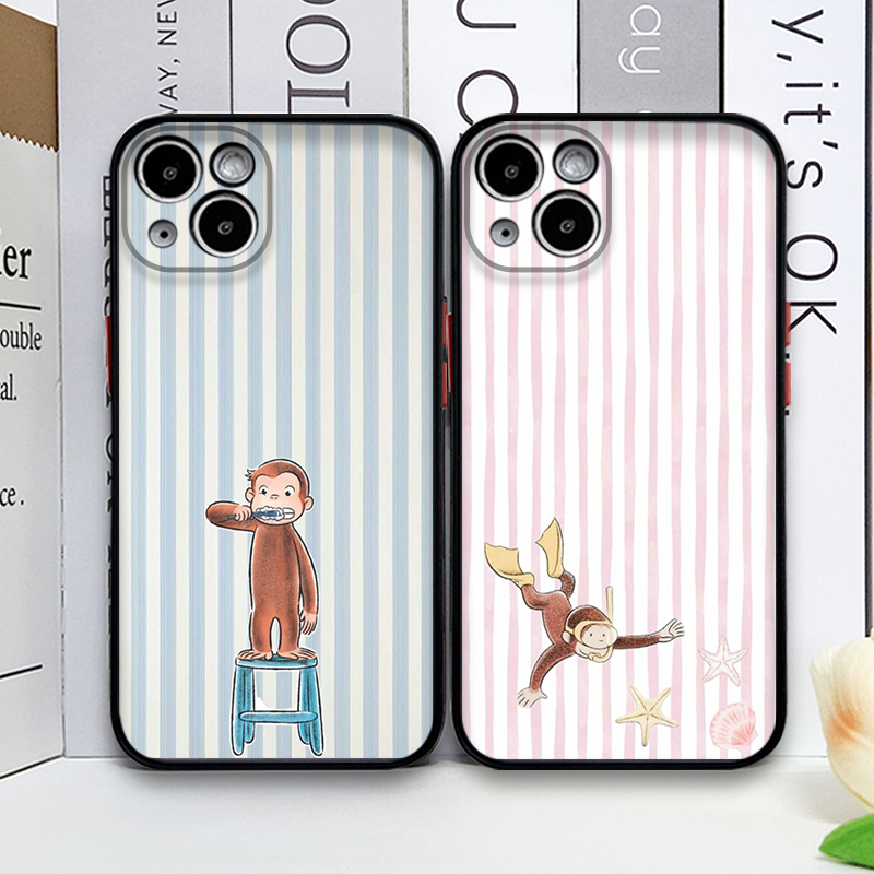 Phone Cases Iphone 16 Pro - เคสโทรศัพท์ลายการ์ตูนลิงลายทางถือแมว สำหรับ iPhone 17 Pro Max