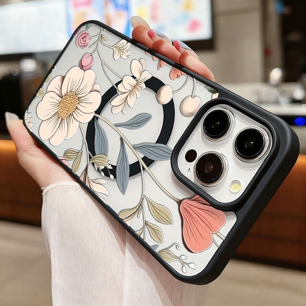 เคสโทรศัพท์ลายดอกไม้ขอบดำ ป้อง - Phone Cases Magnetic บทวิจารณ์และราคา
